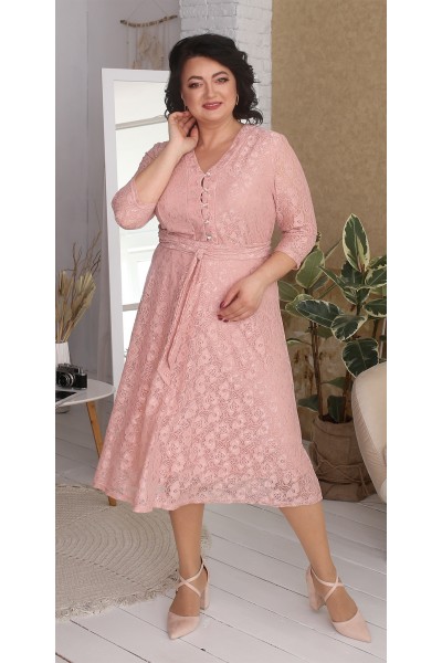 Нарядна гіпюрова сукня великого розміру LB216701 рожеве