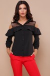 Чорна блузка з воланом Еріка GL691601