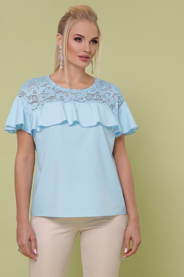 блуза Мелания-Б к/р 48584 цвет голубой