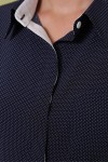 блуза Венді-Б д/р GL49785 синій колір-білий.м.горох-білий