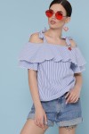 блуза Стефания к/р GL49243 цвет синяя м. полоска