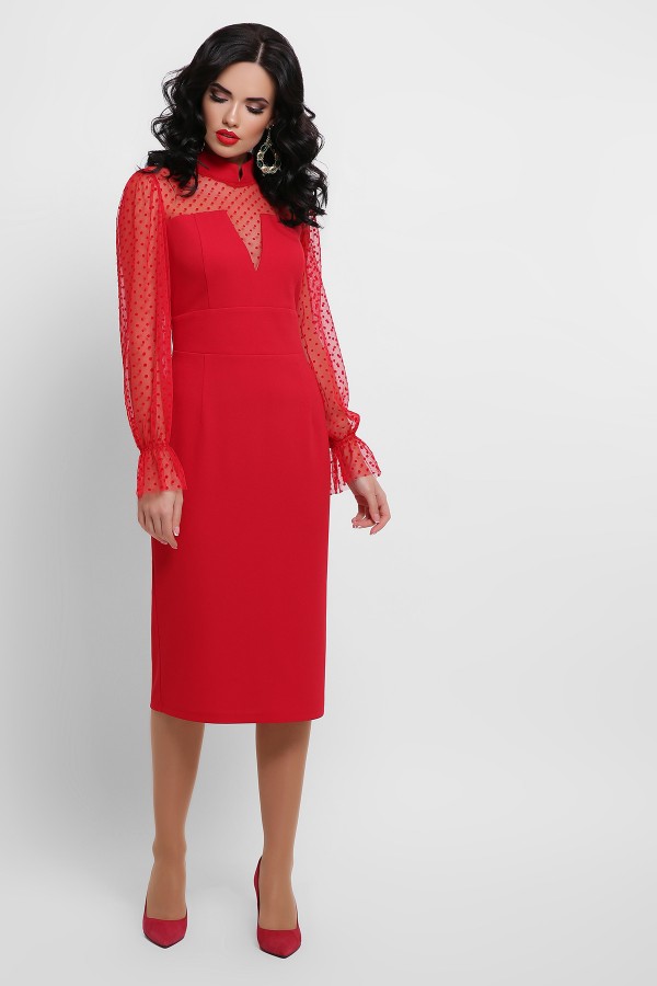 Платье на корпоратив Лукьяна д/р GL53127 цвет красный