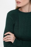 Вязаное теплое платье Лена SWPW55908 цвет темно-зеленый