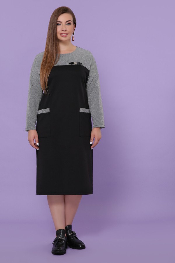 Платье Джоси-Б д/р GL51160 цвет черный-лапка м.черная