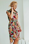 Літнє плаття-сорочка Белла 015 AD1835 квіти на бордовому тлі