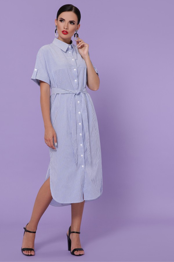 Сукня-сорочка Дар'я-3 к/р GL49855 колір синя м. смужка