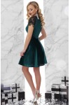 Короткое платье из велюра Диана GL719801 изумрудного цвета