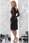 Черное новогоднее платье 2018 Донна GL720601 с розами