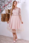 Святкове рожеве плаття з євросіткою YM32012 пудра