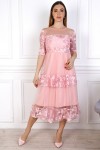 Праздничное розовое платье з евросеткою YM36004 розовое 