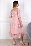 Праздничное розовое платье з евросеткою YM36004 розовое 