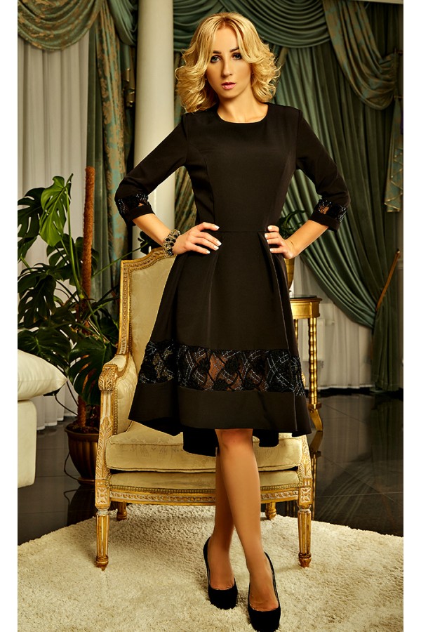 Осеннее платье  Амели AD18601 черный