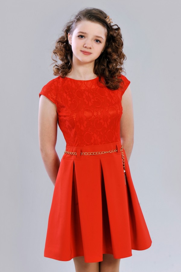 Платье подростковое красное  DV36603