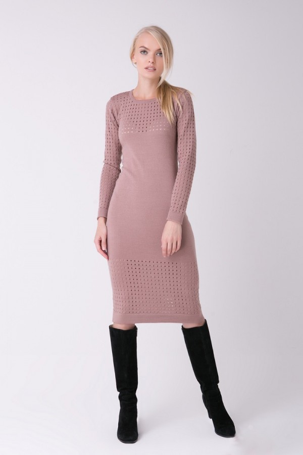 Модное вязаное платье 2018 цвет марсала PW463710000