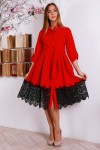 Платье нарядное  с гипюром YM30601 красное