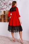 Платье нарядное  с гипюром YM30601 красное
