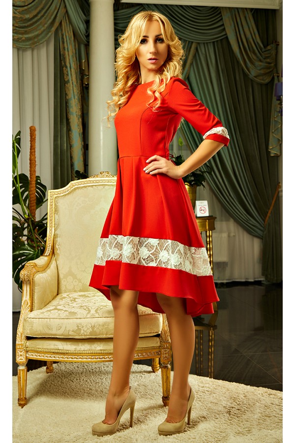 Осіннє червоне плаття Амелі AD18606