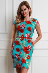 Цветочное летнее мятное платье AL58503 с ремешком
