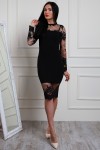 Вечернее черное платье 2018 AL64502 с кружевом