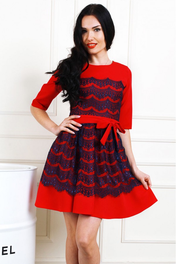 Весняне плаття 2018 AL65503 з бантиком колір червоний