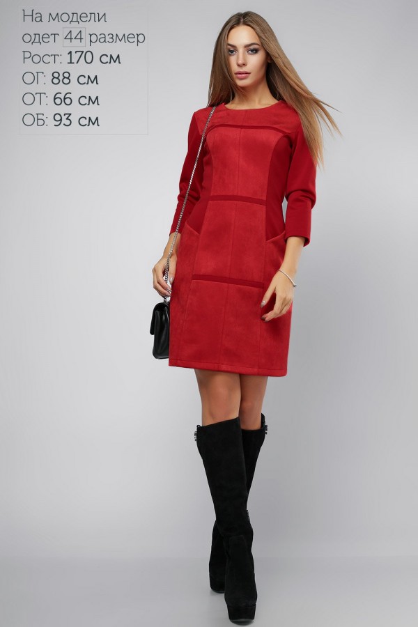 Стильное замшевое бордовое платье LP307301 новогодние платья 2017