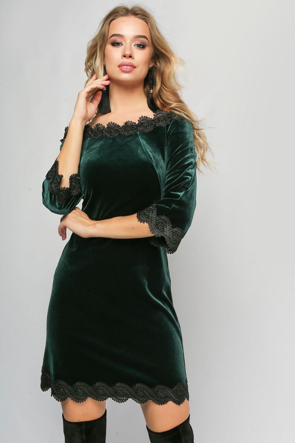 Вишукане новорічне плаття 2018 LP311201 Велюр зелене
