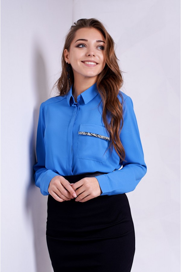 Красивая женская блузка ST157201 Сандра голубая