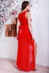 Длинное красное платье 220 с поясом