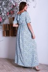 Длинное голубое платье YM29101 с белыми цветами
