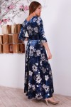 Красиве синє плаття YM31005 з квітковим принтом