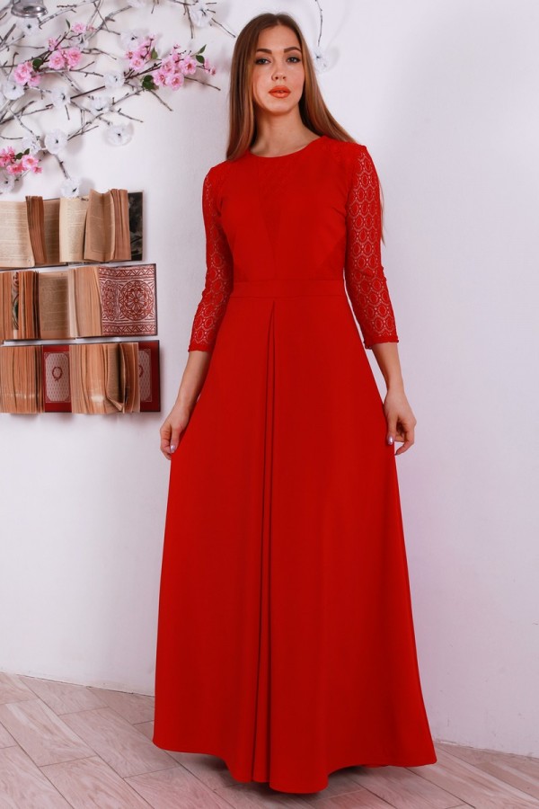Праздничное красное платья YM31201 длинное