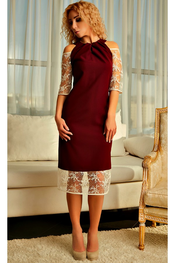 Элегантное бордовое платье Долорес AD21901 марсала
