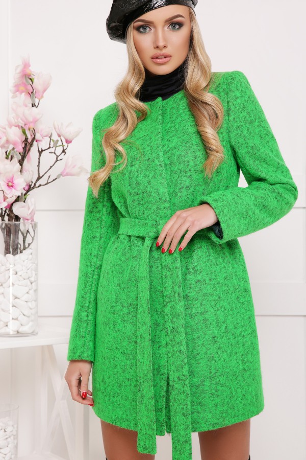 Модное зеленое пальто П-337ш, цвет 1504