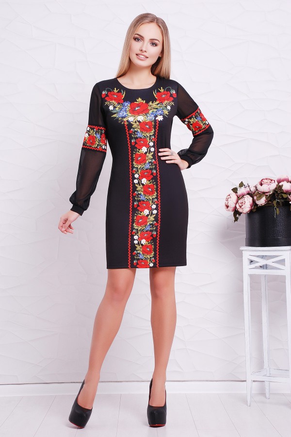 Стильне жіноче плаття Талана д/р GL633201 з маками