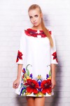 Вільне біле плаття Тая-3 д/р GL633501 з маками