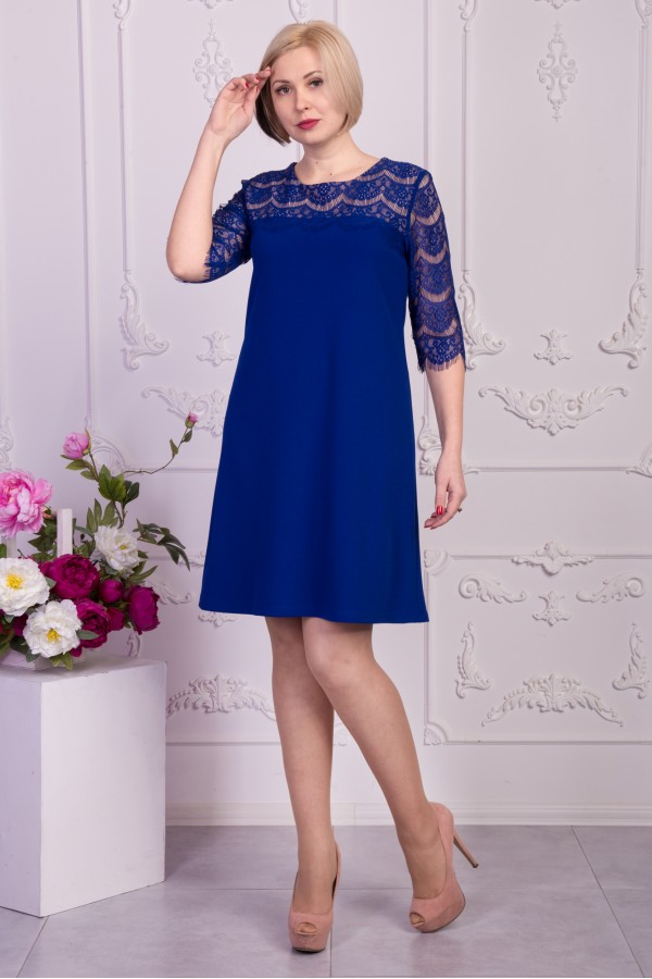 Святкове блакитне плаття (електрик) VN33104 великого розміру