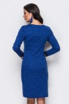Модное синее платье 20097 с кружевом