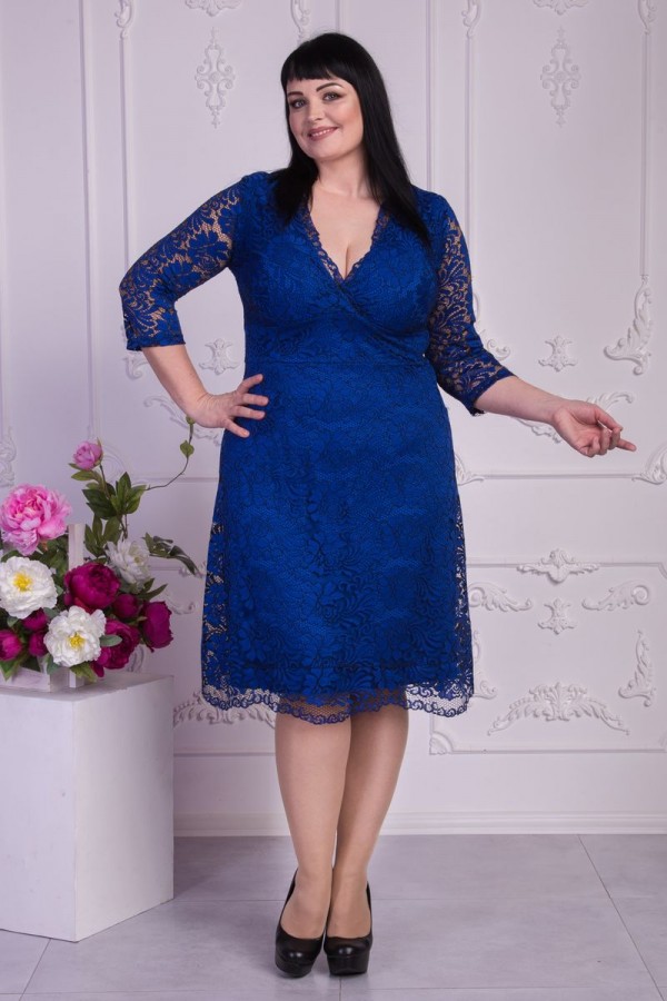 Вишукане синє плаття (електрик) VN32501 великі розміри