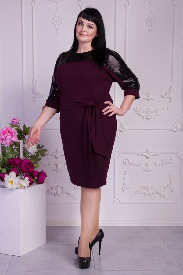 Модне бордове плаття VN32602 великі розміри