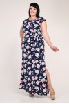 Літнє синє плаття великого розміру VN33201 з квітами