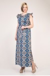 Красивое платье большого размера VN33701 с голубыми цветами