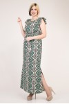 Красиве літнє плаття великого розміру VN33702 з зеленими квітами