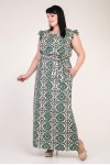 Красивое платье большого размера VN33702 с зелеными цветами