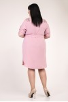 Удобное розовое платье большого размера VN33802 с пуговицами