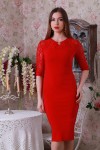 Платье красное YM20701 с гипюром