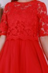 Праздничное красное платье з евросеткою YM32009