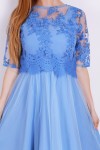 Праздничное голубое платье з евросеткою YM32010