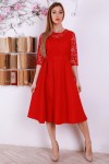 Нарядное красное платье YM32401 с евросеткою