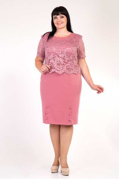Розовое платье больших размеров VN30808