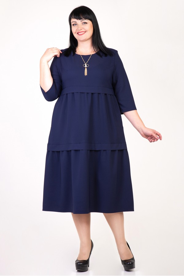 Праздничное темно-синее платье Селин VN35801 большие размеры